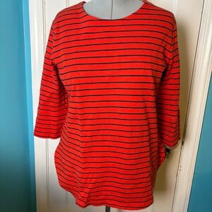 Merona women’s black and red striped top XXL- scooped neck